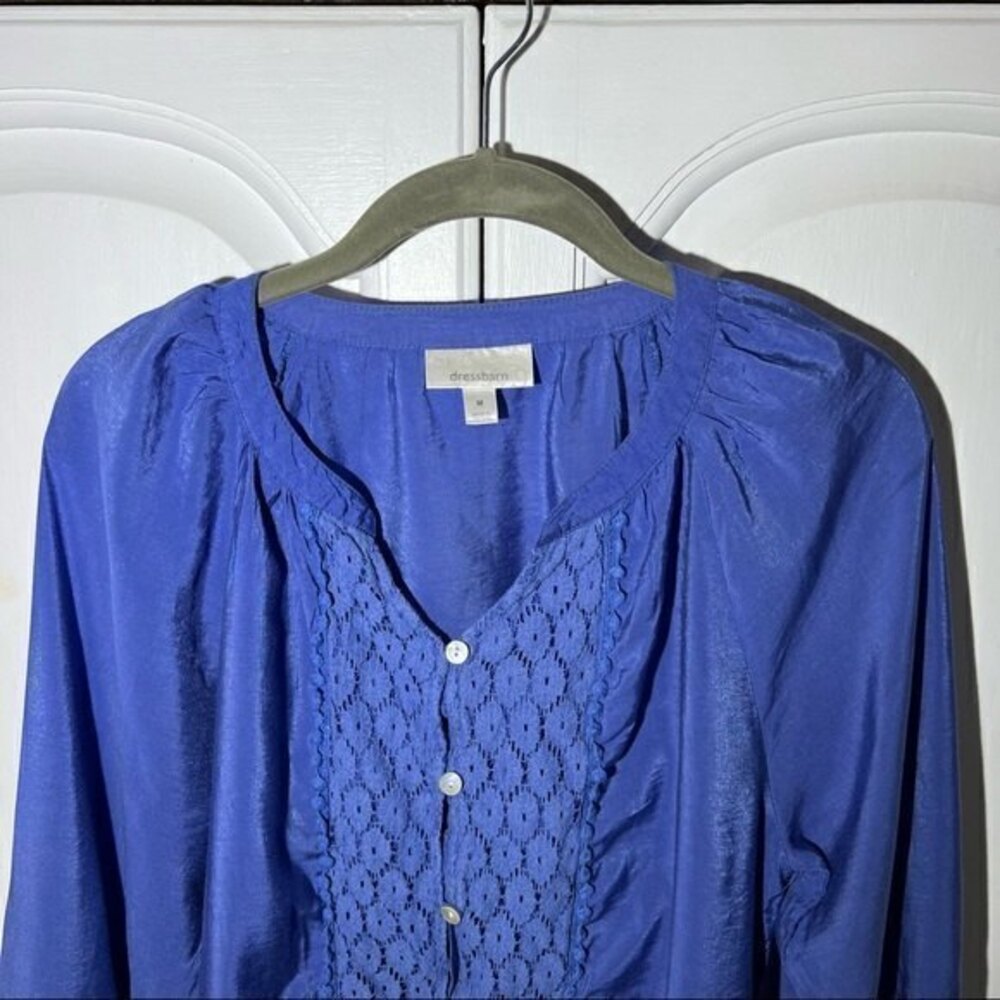 Dress Barn,‎ Women's Lace Blouse, Top, Button Up, Size M, Blue